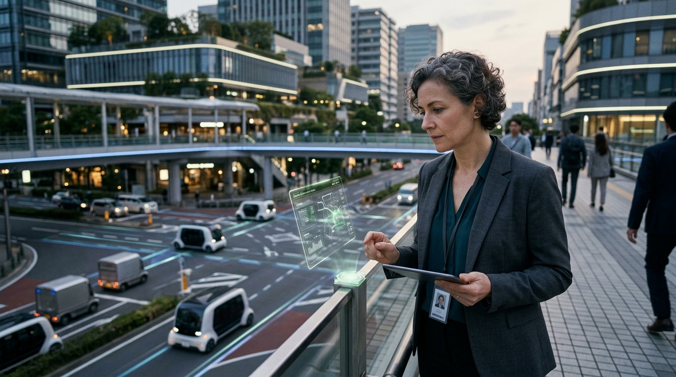 Digital visualization of an Autonomous AI system analyzing data for business decision-making.