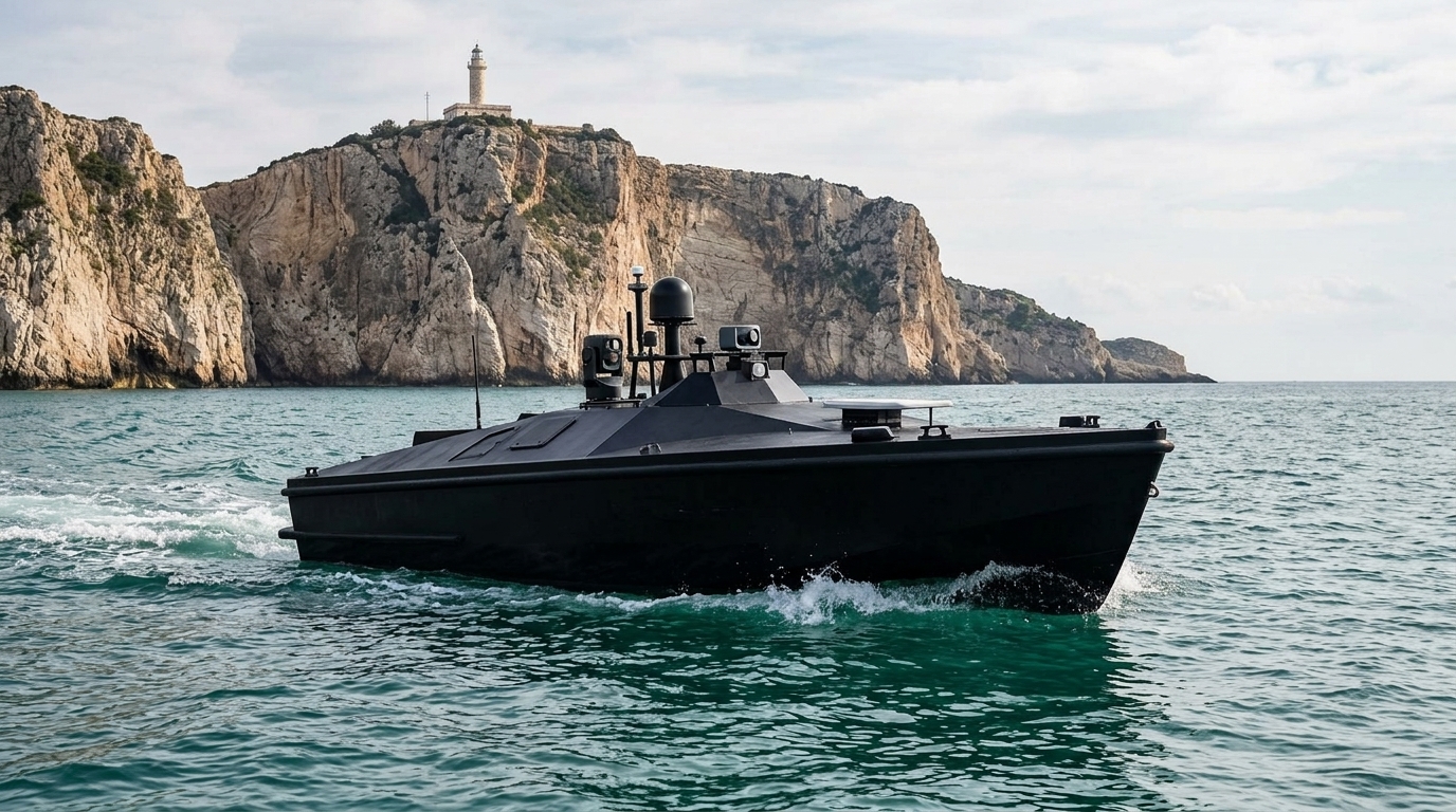 Μαύρο stealth θαλάσσιο drone εντοπισμένο στις ακτές της Λευκάδας.