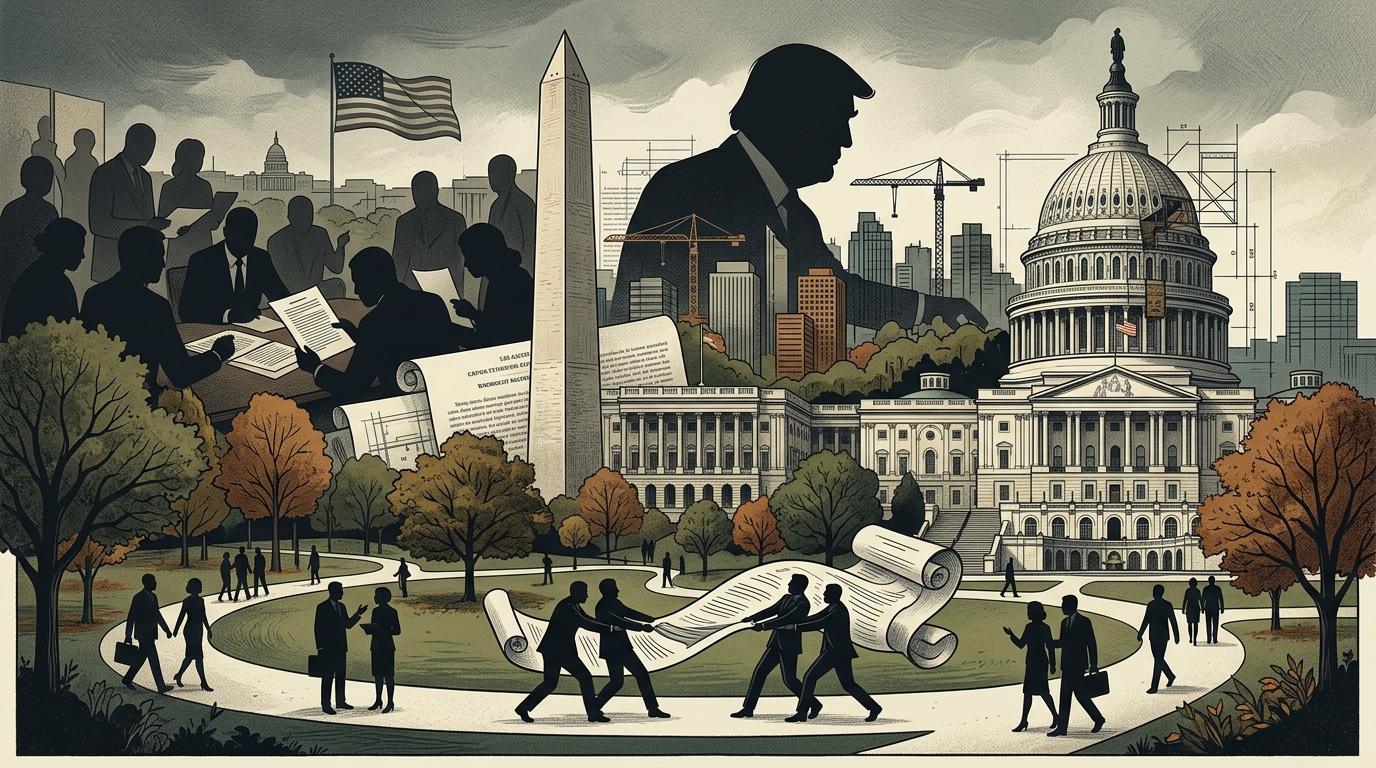Aerial view of a Washington D.C. park reflecting Donald Trump's urban policy changes.