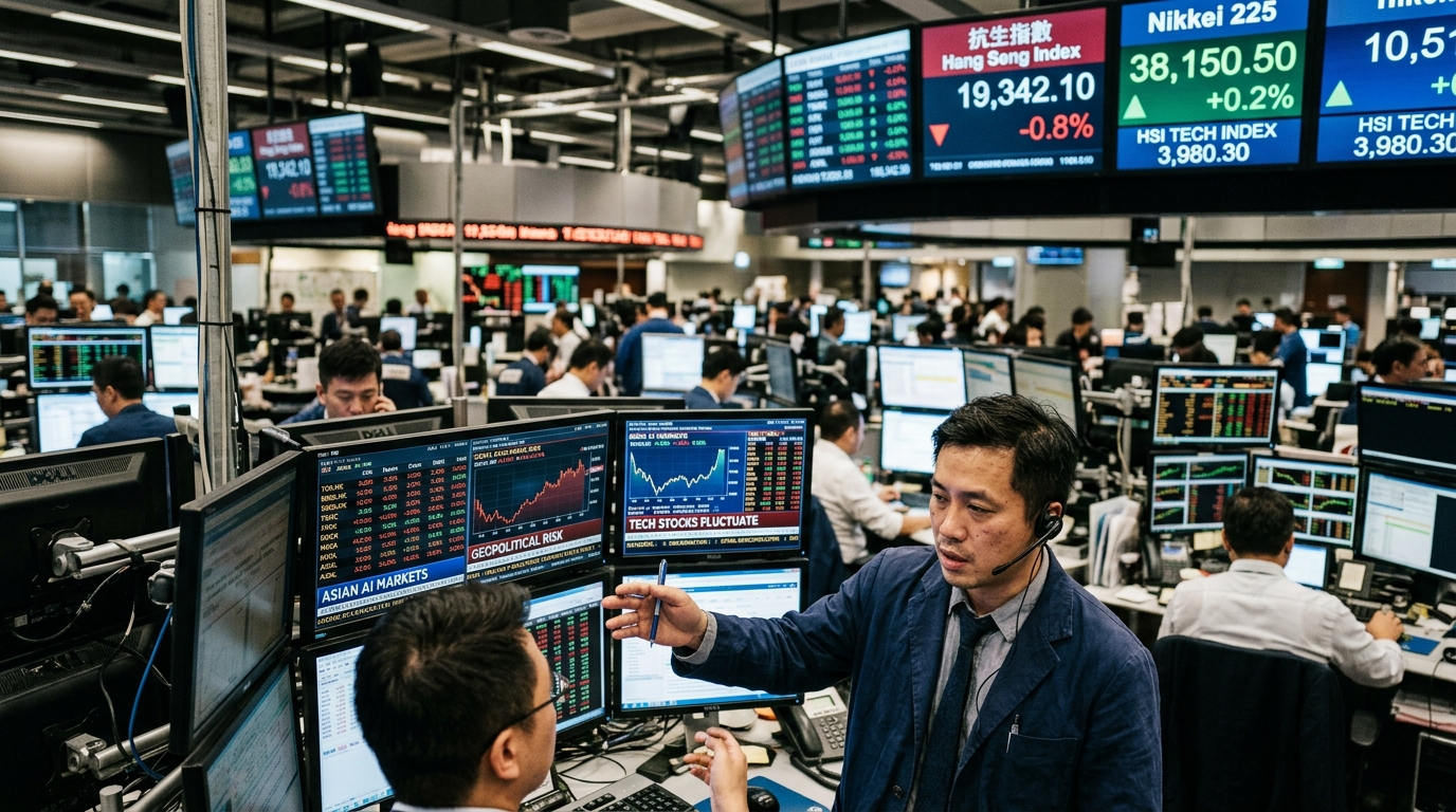 Financial chart showing Asian markets and AI stock trends.