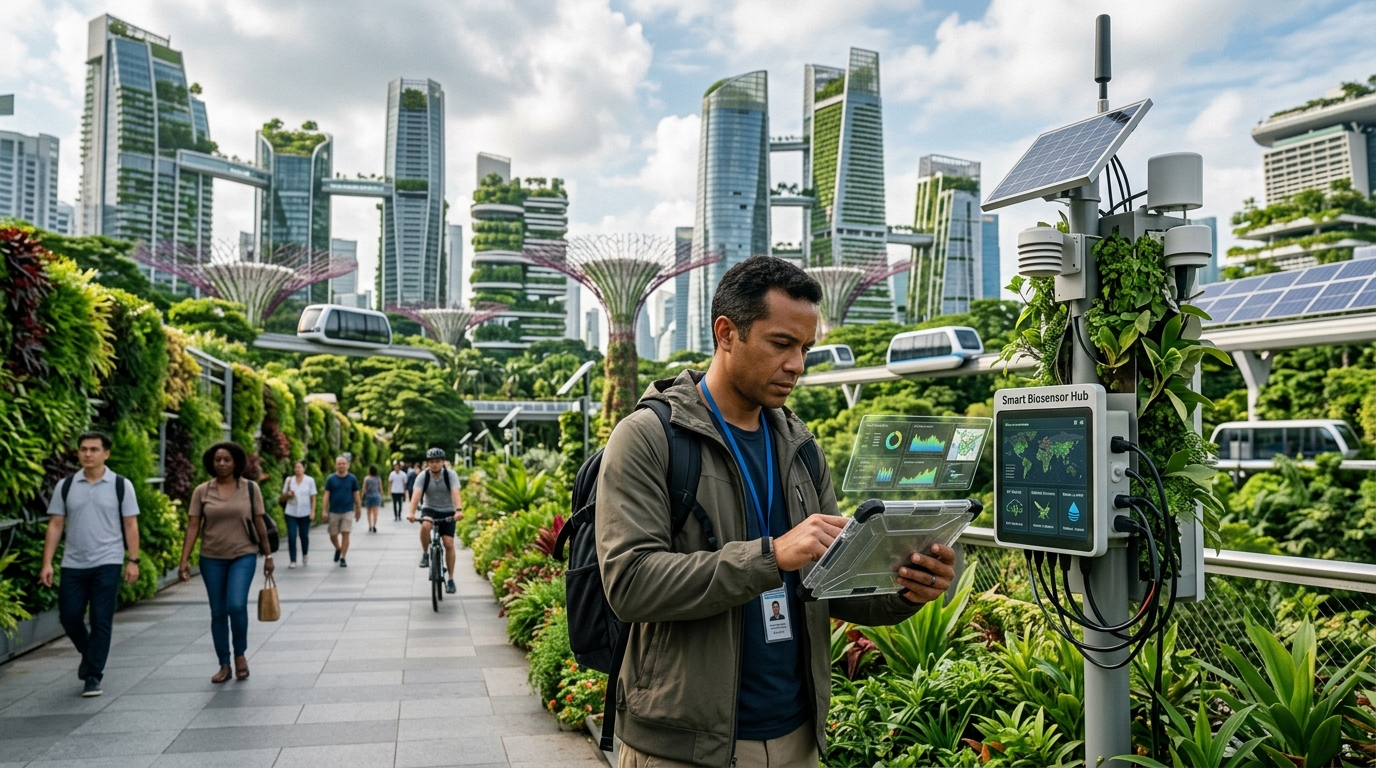 Digital representation of Earth with AI circuits symbolizing environmental conservation and protection.