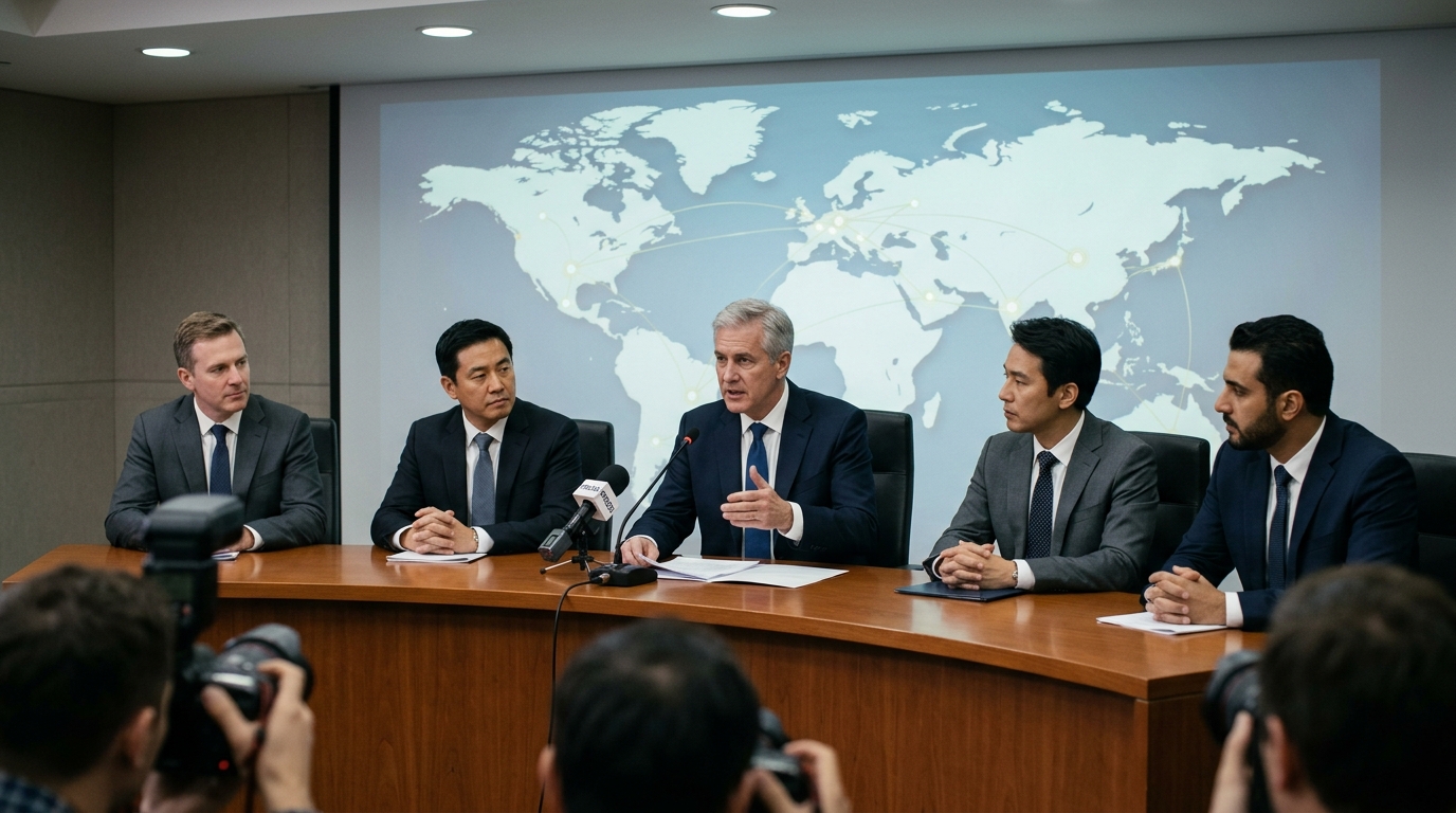 Digital representation of Five Eyes alliance and AI cyber warfare security.