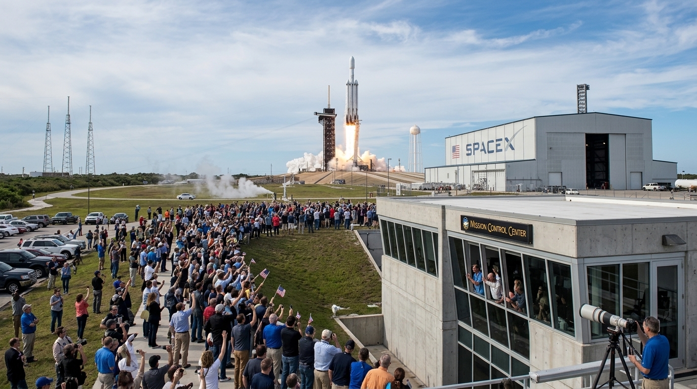 Πύραυλος Falcon της SpaceX κατά την εκτόξευση για την IPO.