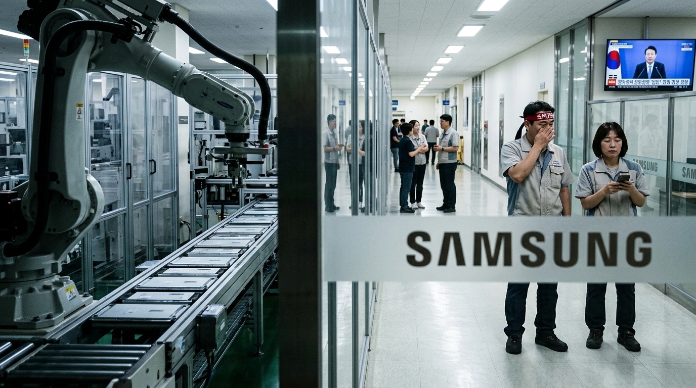 Διαδηλώσεις εργαζομένων της Samsung στη Νότια Κορέα πριν την κρατική παρέμβαση στην απεργία.