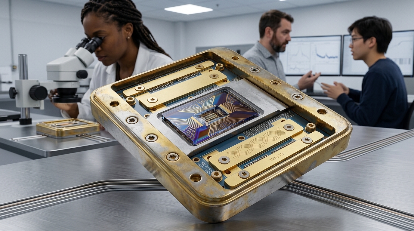 Microsoft quantum computing processor for next-generation technology.