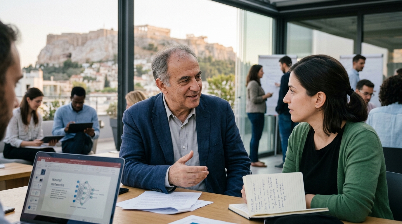 Μαθητής σε ψηφιακή τάξη χρησιμοποιεί εργαλεία Τεχνητής Νοημοσύνης.