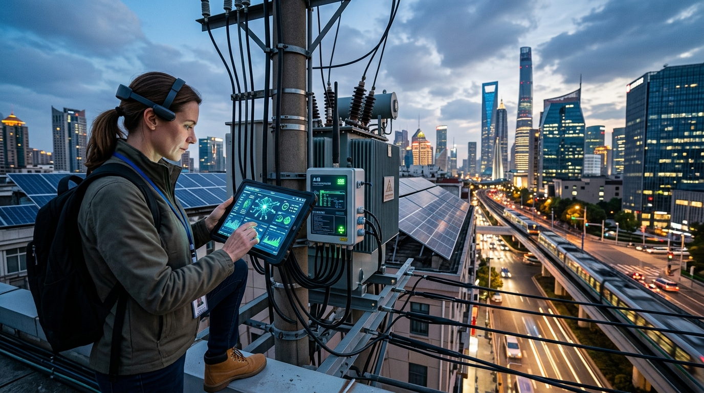 Modern energy grid powered by Artificial Intelligence systems.