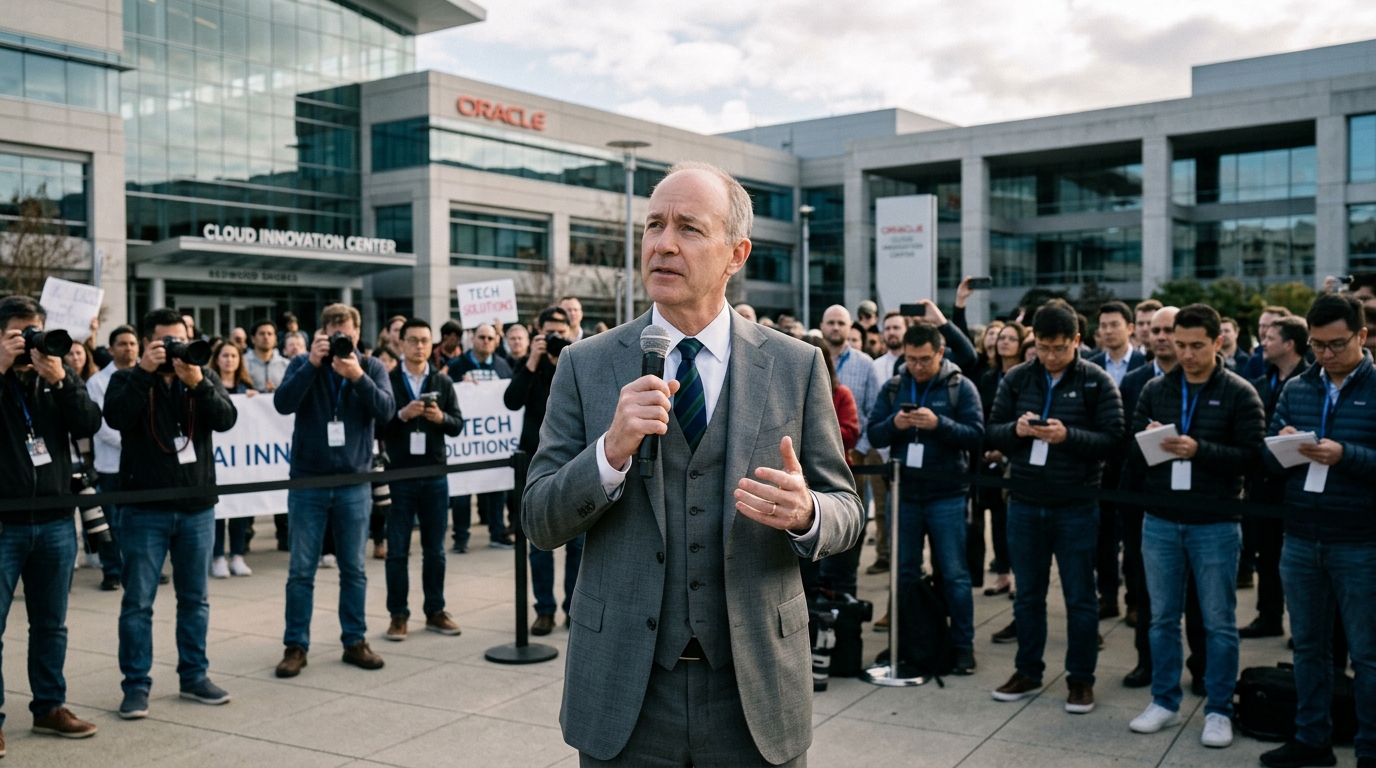 Διακομιστές Oracle cloud που απεικονίζουν την υποδομή AI και την ανάλυση της αγοράς.