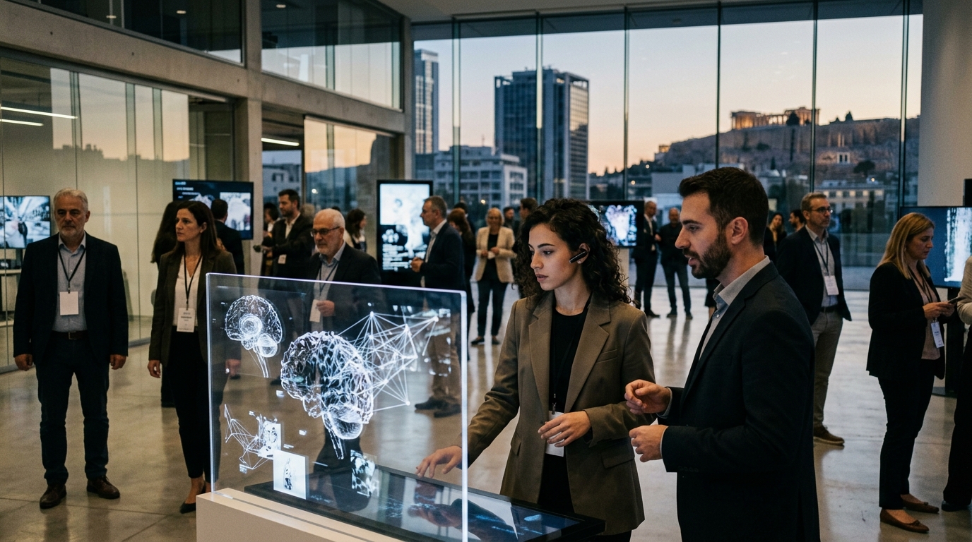 Έκθεση ψηφιακής τέχνης ONX Showcase Athens 2026 με χρήση τεχνητής νοημοσύνης.