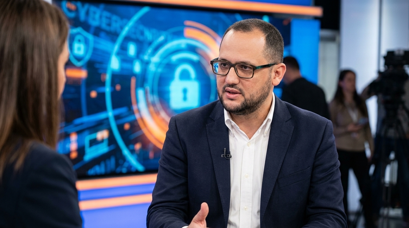 Stavros Kirikos from Mind the Hack discussing AI and business cybersecurity vulnerabilities.