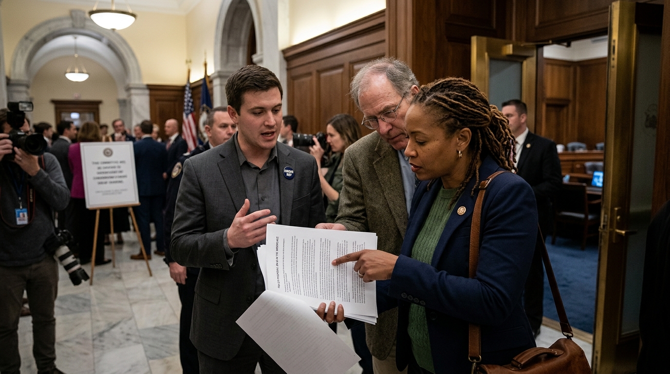 US workers advocating for fair AI policies and labor union rights.