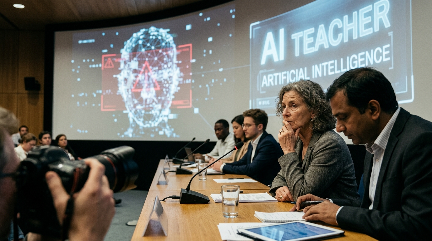 Teacher interacting with students, highlighting the limits of AI in education.