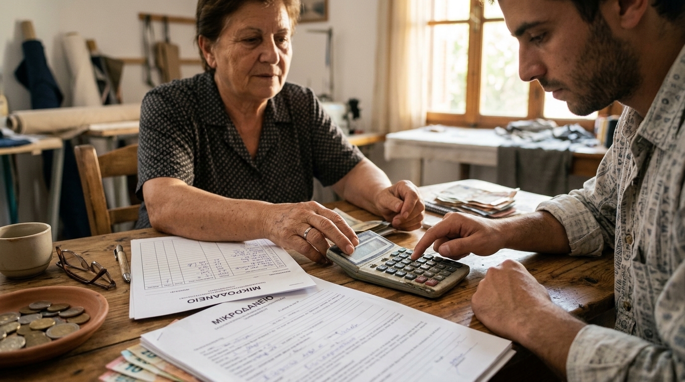 Modern entrepreneur learning about microcredits and funding in Greece.