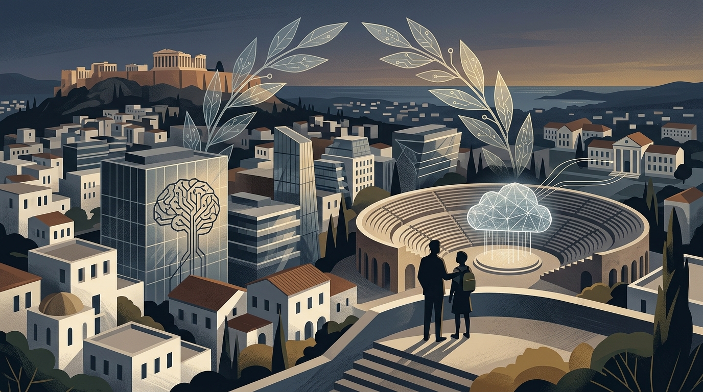 Sophia Zacharaki discussing the new AI framework for Greek schools.