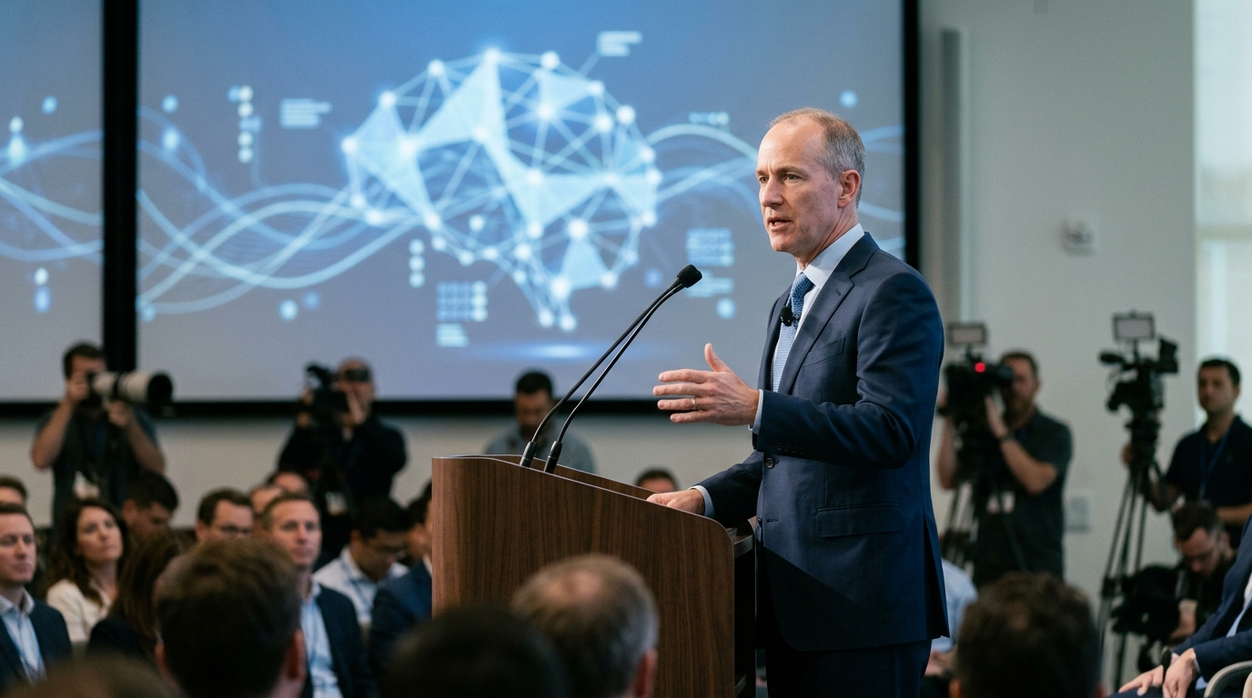 Το λογότυπο της Microsoft σε ψηφιακή οθόνη που αναπαριστά επενδύσεις στην τεχνητή νοημοσύνη.