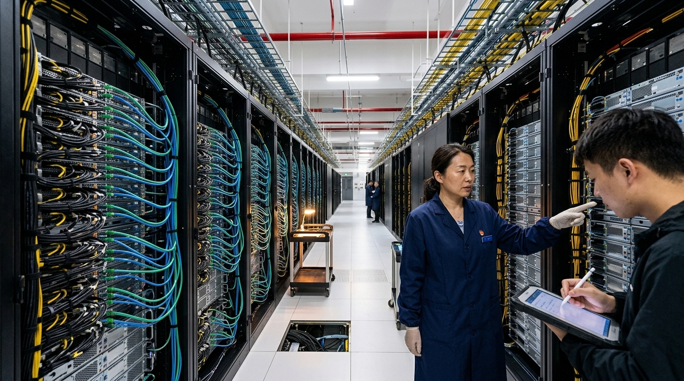 Chinese Exascale supercomputer in a high-tech data center facility.