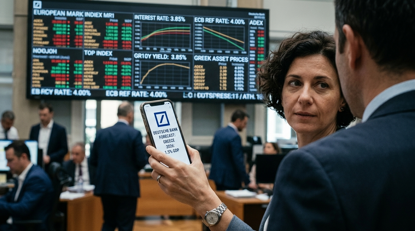 Deutsche Bank: Στο 1,5% η ανάπτυξη στην Ελλάδα το 2026 – Το τέλος του φθηνού χρήματος και η πρόκληση των επιτοκίων