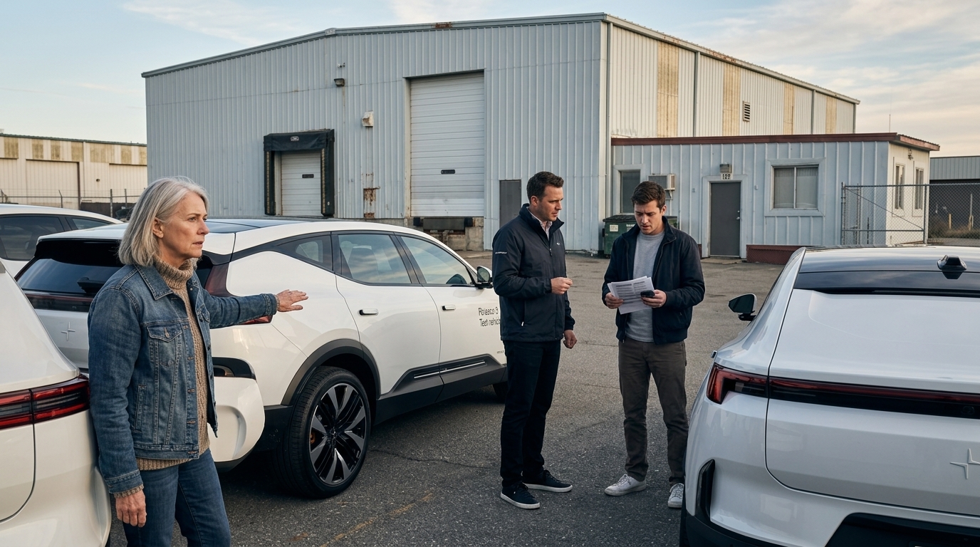 A Polestar electric vehicle parked in a US city, symbolizing the brand's market exit.