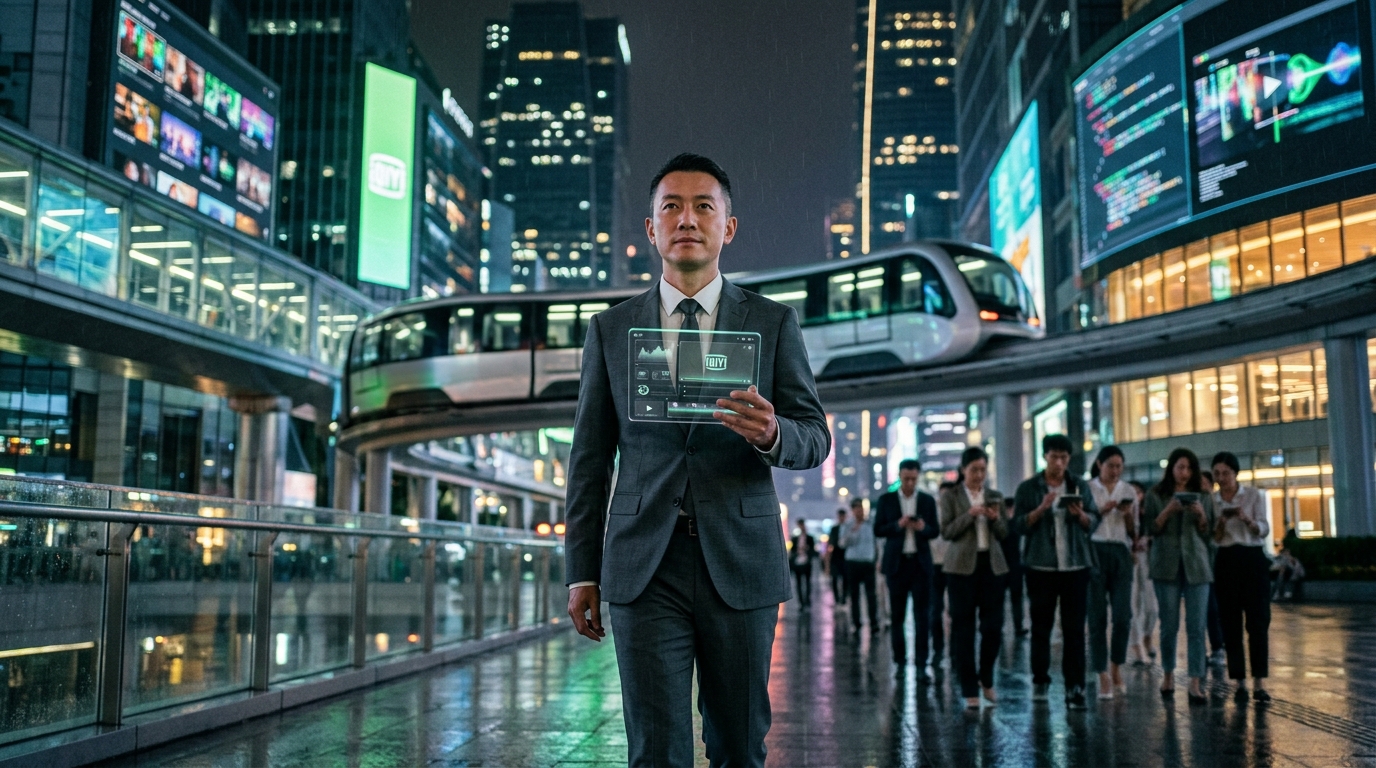 iQIYI CEO Gong Yu discussing artificial intelligence in content production.