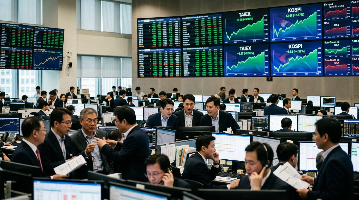 Stock market chart showing the AI boom in Asian markets