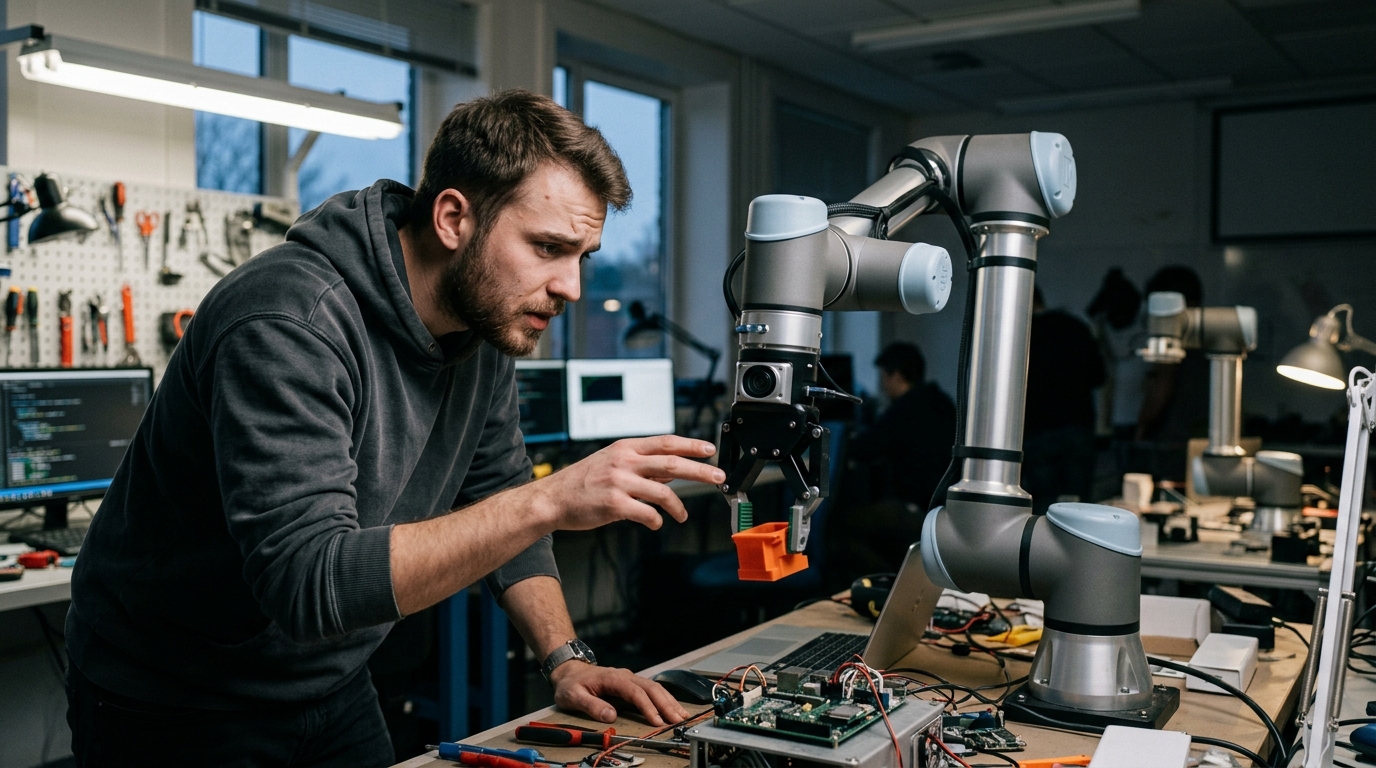 A robotic arm representing AI safety risks and the manipulation of autonomous systems.