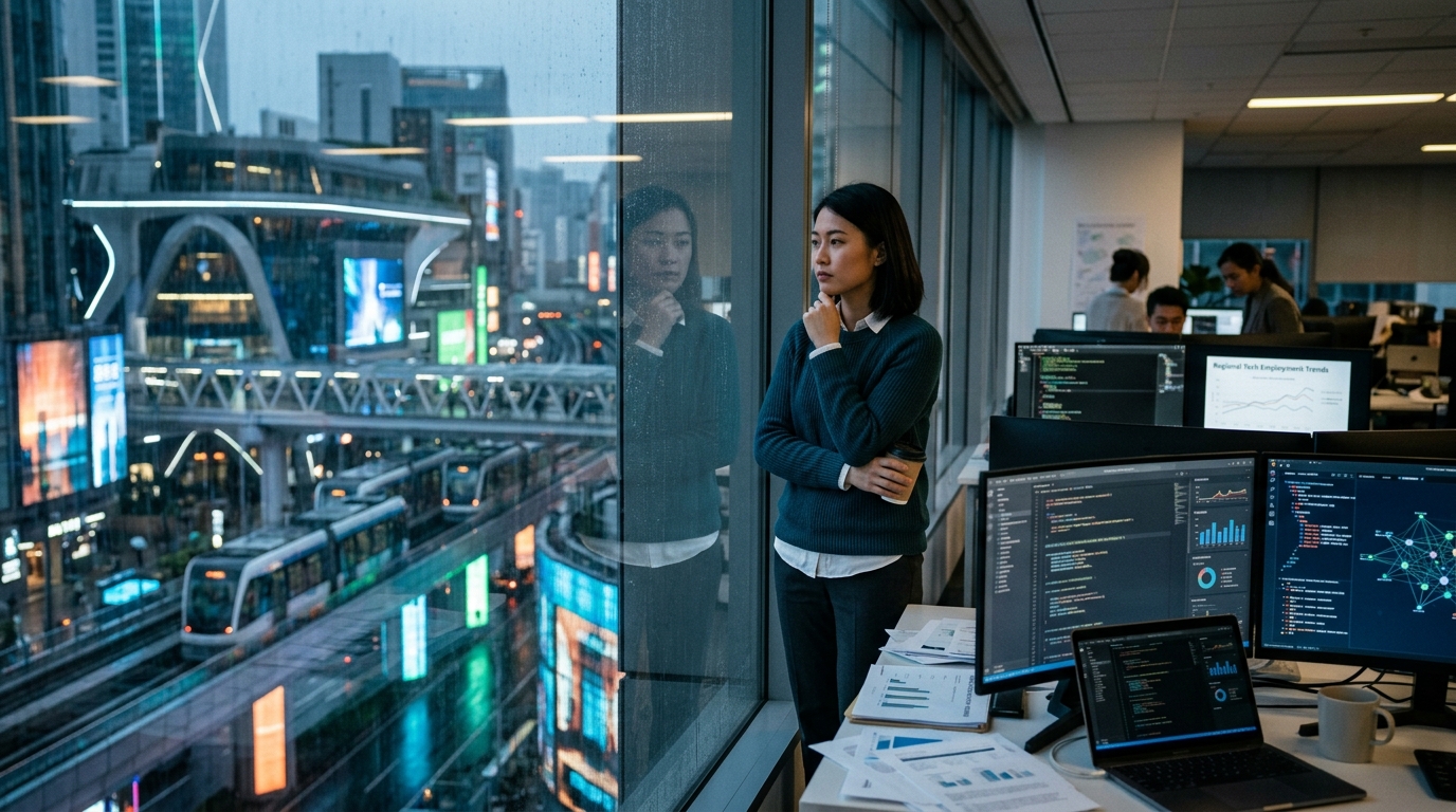 Professionals collaborating with AI systems in a modern office setting to enhance productivity.