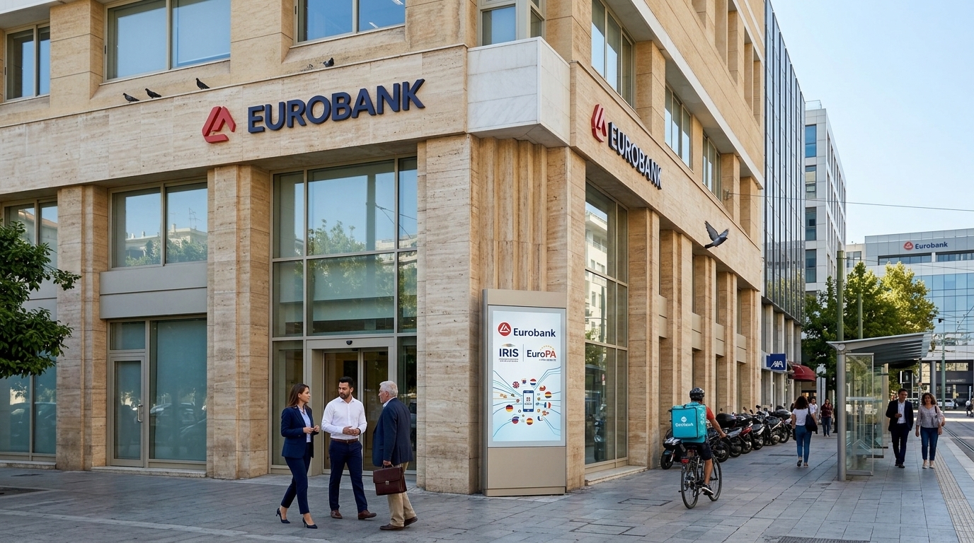 Ψηφιακές πληρωμές Eurobank μέσω IRIS και EuroPA σε smartphone.