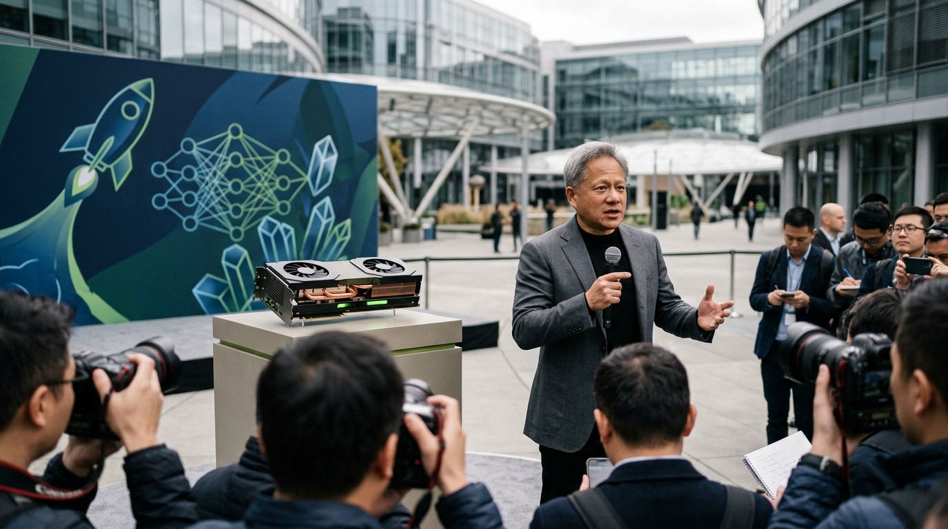 Λογότυπα SpaceX και Nvidia πάνω από κύκλωμα ημιαγωγών AI.