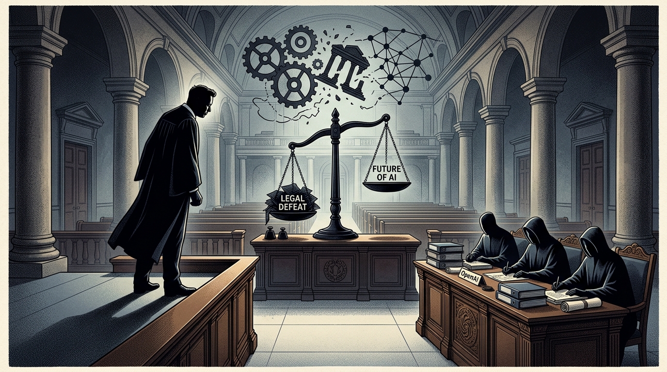 Elon Musk and OpenAI logo representing the legal dispute over AGI development.