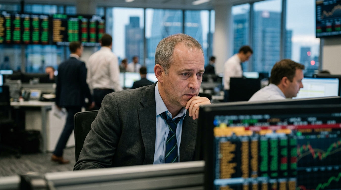 Το λογότυπο της Standard Chartered σε φόντο που συμβολίζει την Τεχνητή Νοημοσύνη και τις απολύσεις.