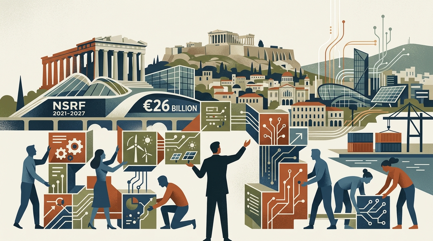 Graphical representation of NSRF 2021-2027 investments in Greece.