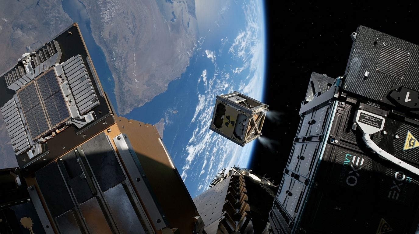 SpaceX Falcon 9 rocket launching the BOHR nuclear-powered satellite into orbit.
