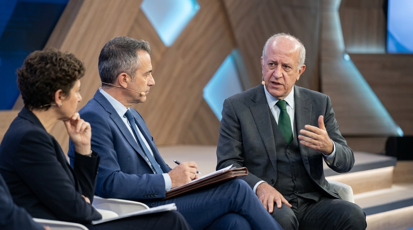 SEV President Spyros Theodoropoulos discussing economic growth at the Delphi Economic Forum.