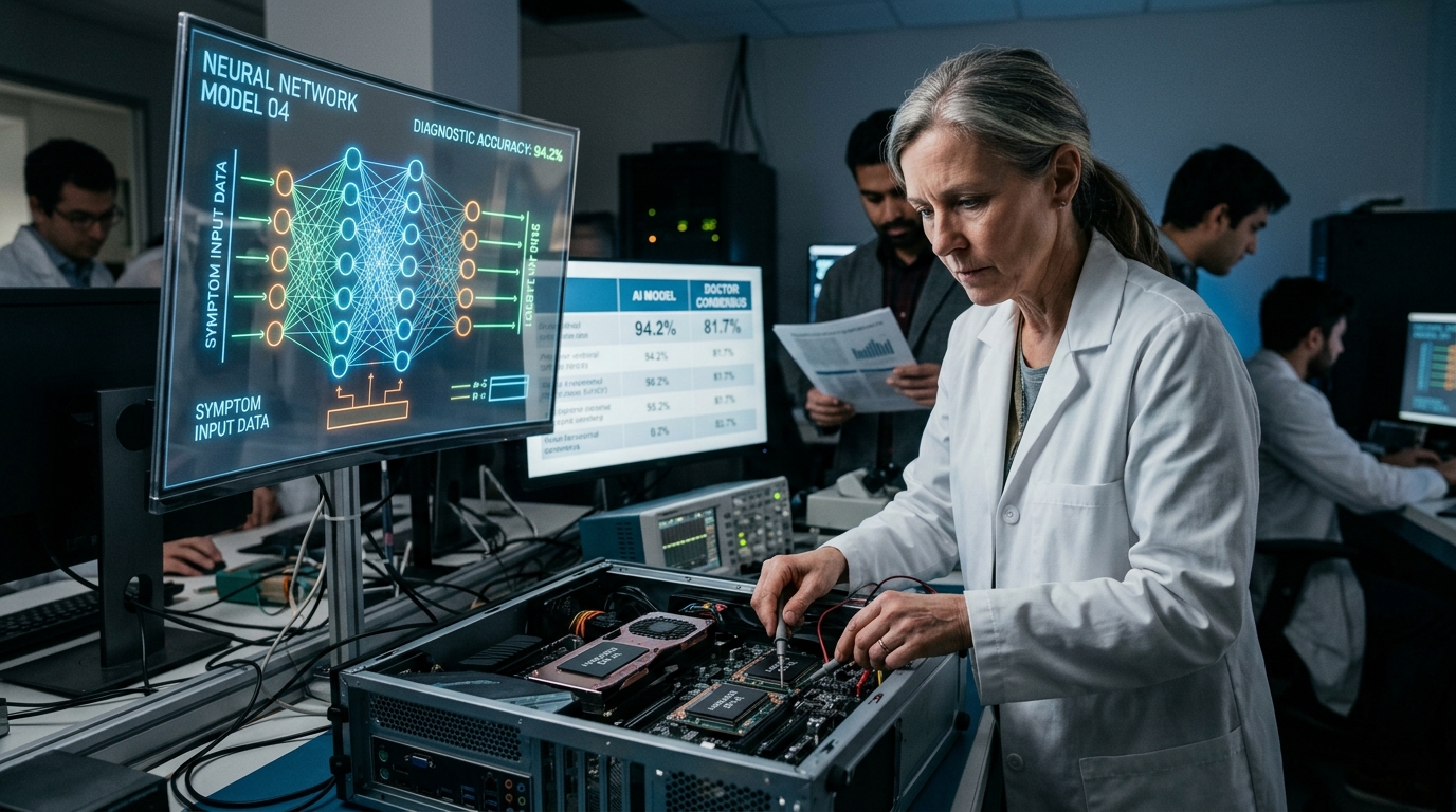 AI-powered medical diagnosis in a clinical setting.