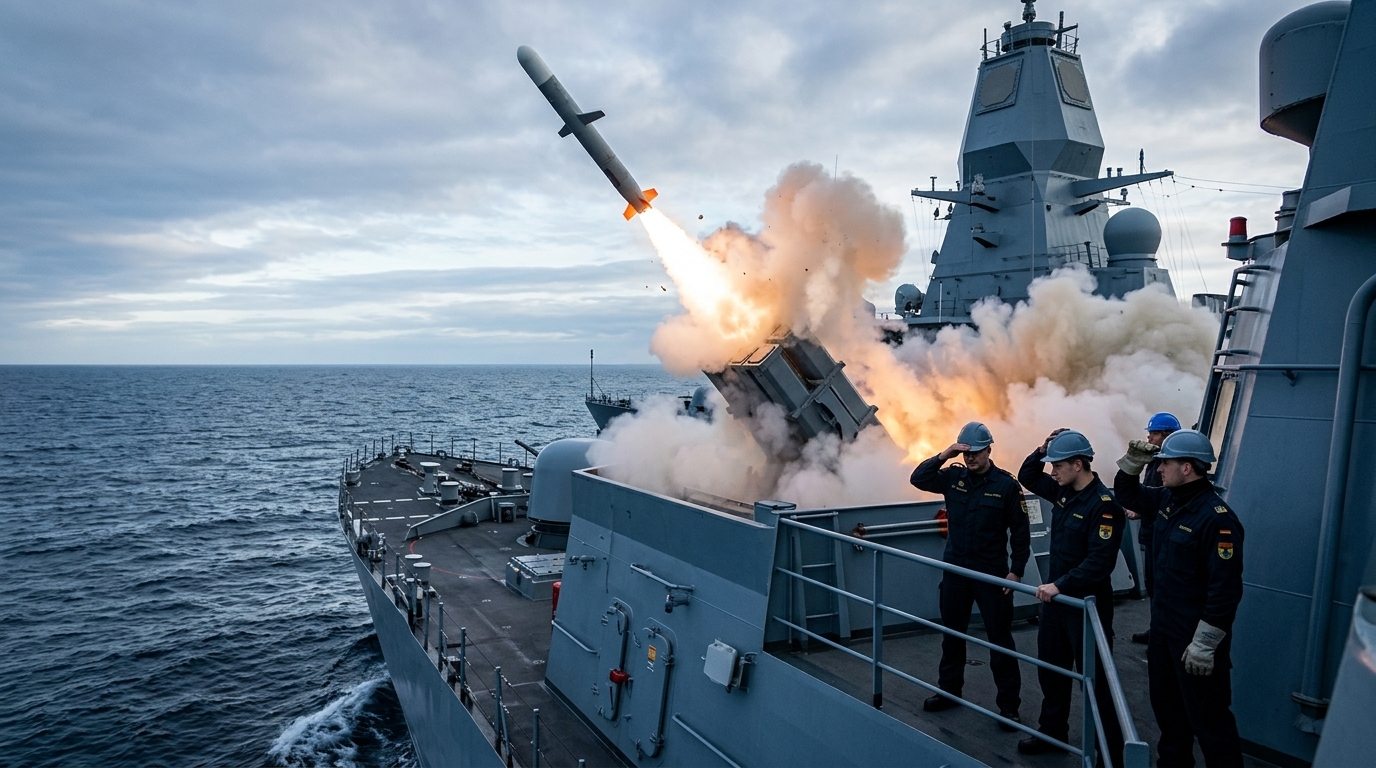 Launch of a Tomahawk missile representing German defense strategy