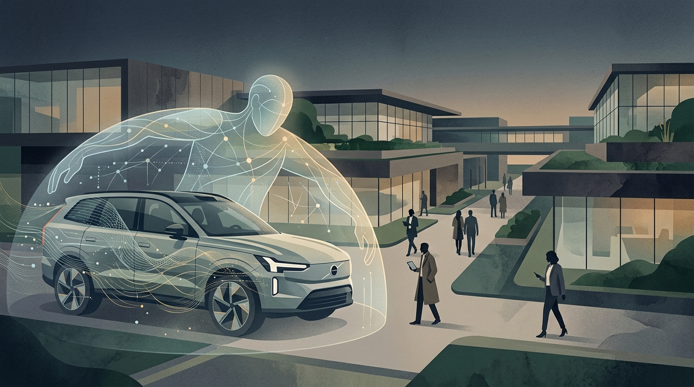 Volvo vehicle powered by NVIDIA AI technology for enhanced safety.