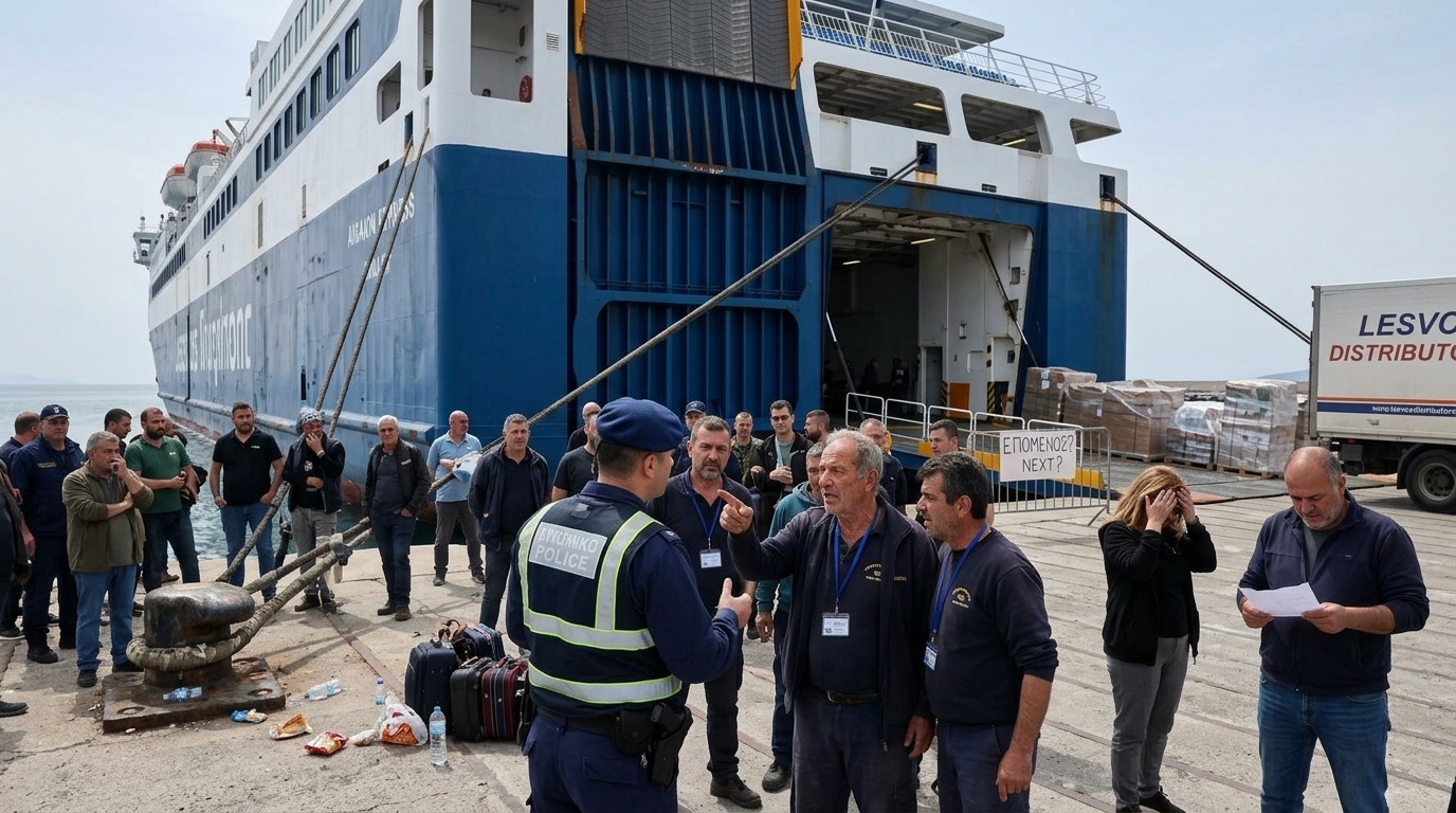 Κινητοποιήσεις κτηνοτρόφων στο λιμάνι της Μυτιλήνης στη Λέσβο