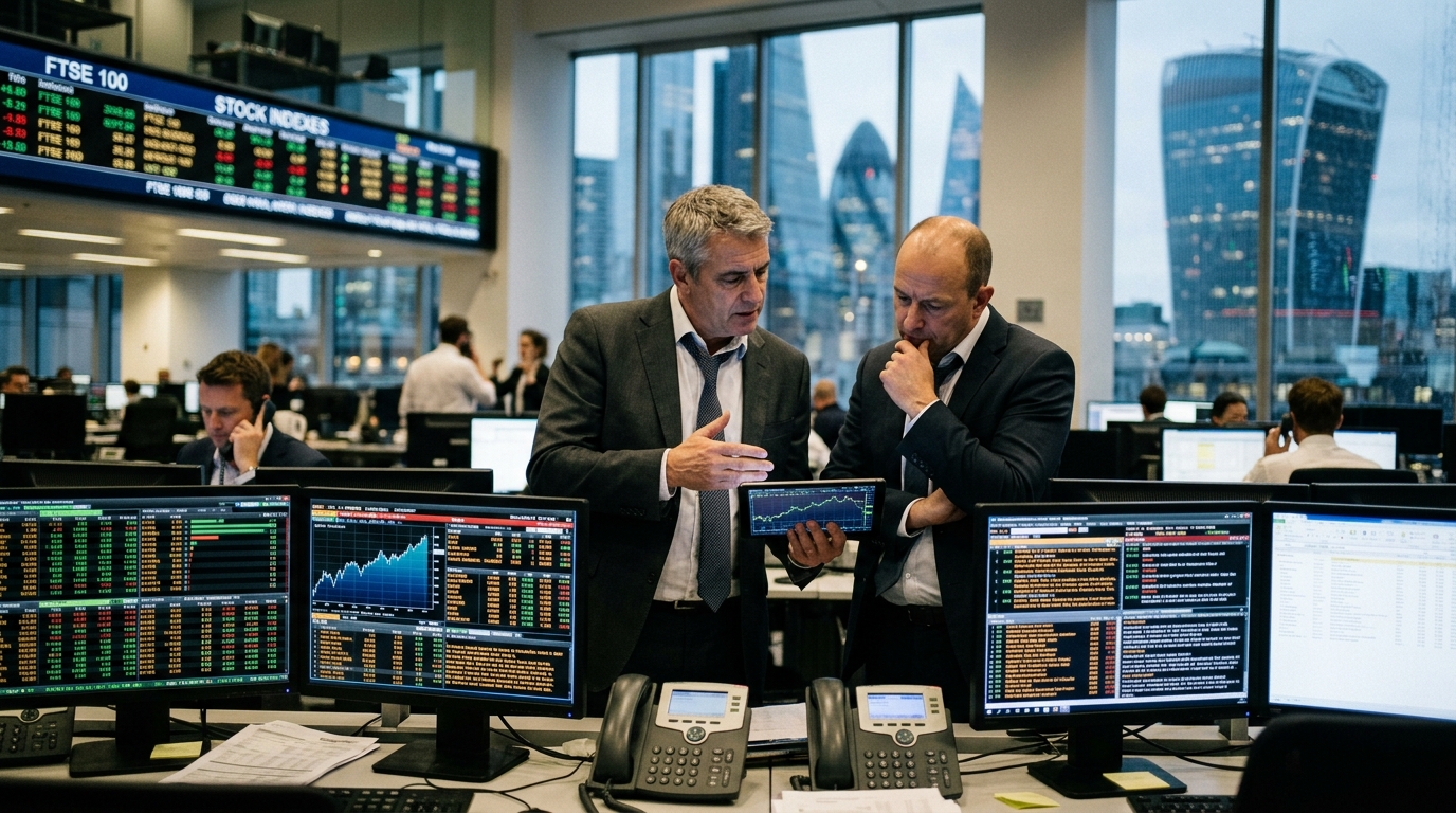Το λογότυπο της Standard Chartered με ψηφιακά γραφικά τεχνητής νοημοσύνης.