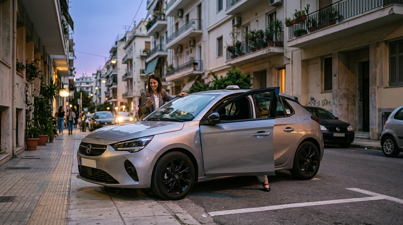 Modern Avis Go Now vehicle in an urban setting for car sharing services.