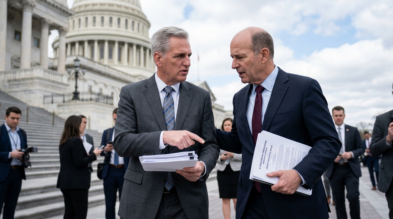 US Senators discussing AI regulation and policy in Washington.