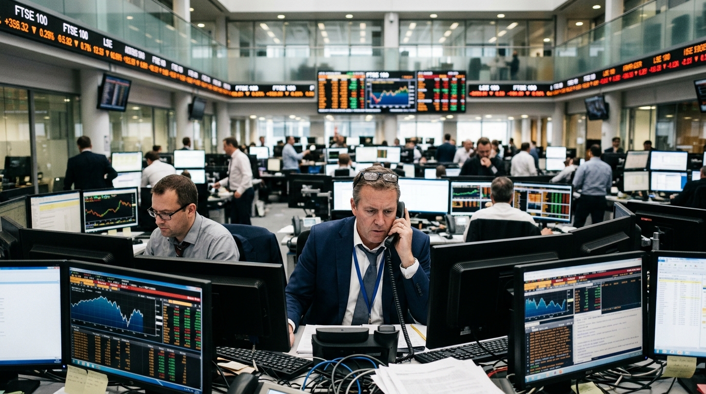 Business executive analyzing data during the AI revolution.