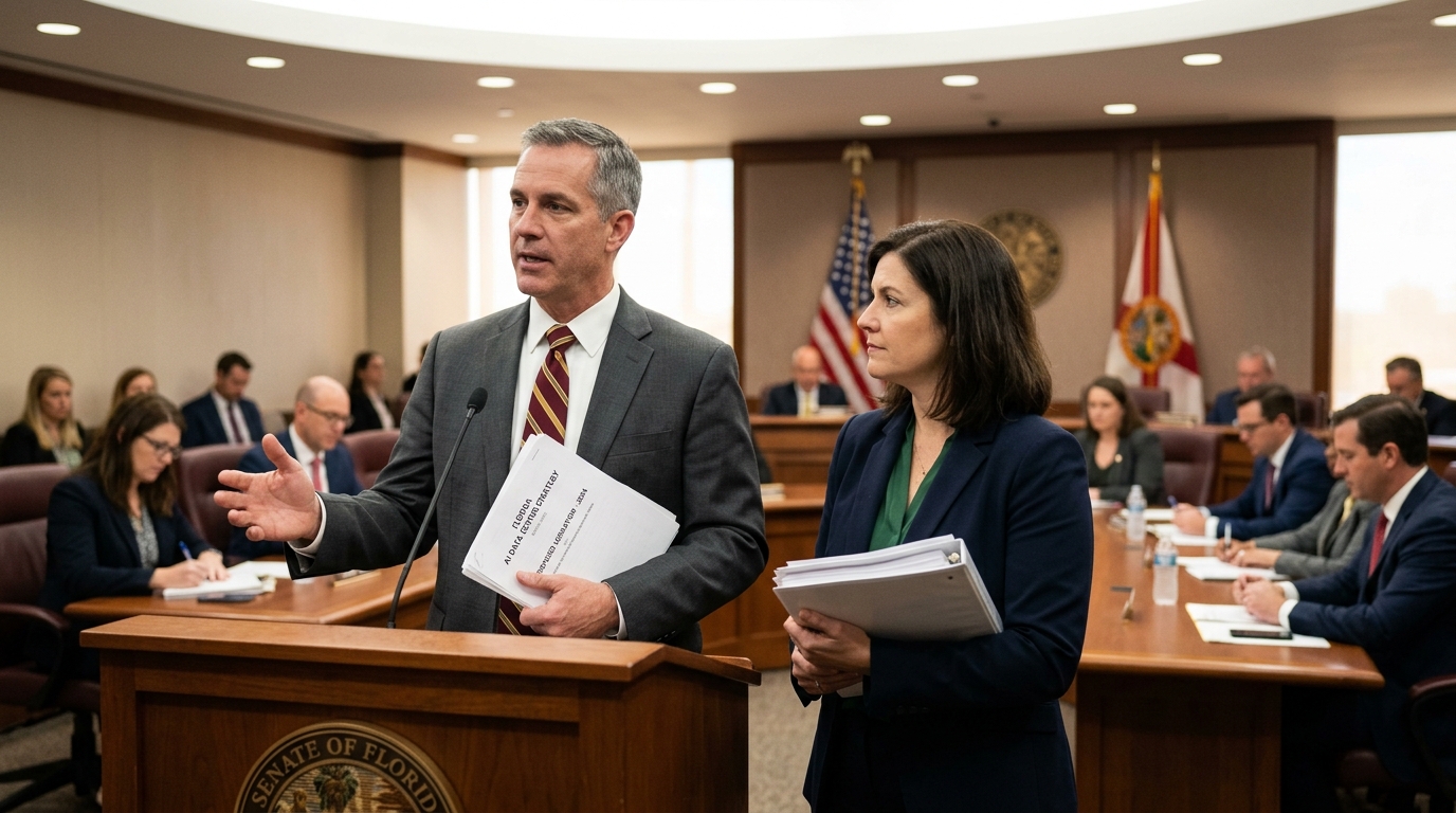 Modern AI data center facility in Florida representing new legislative growth.