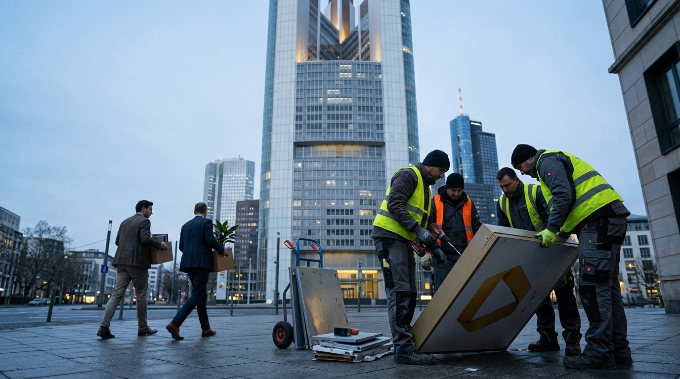 Το κτίριο της Commerzbank στη Φρανκφούρτη εν μέσω περικοπών.