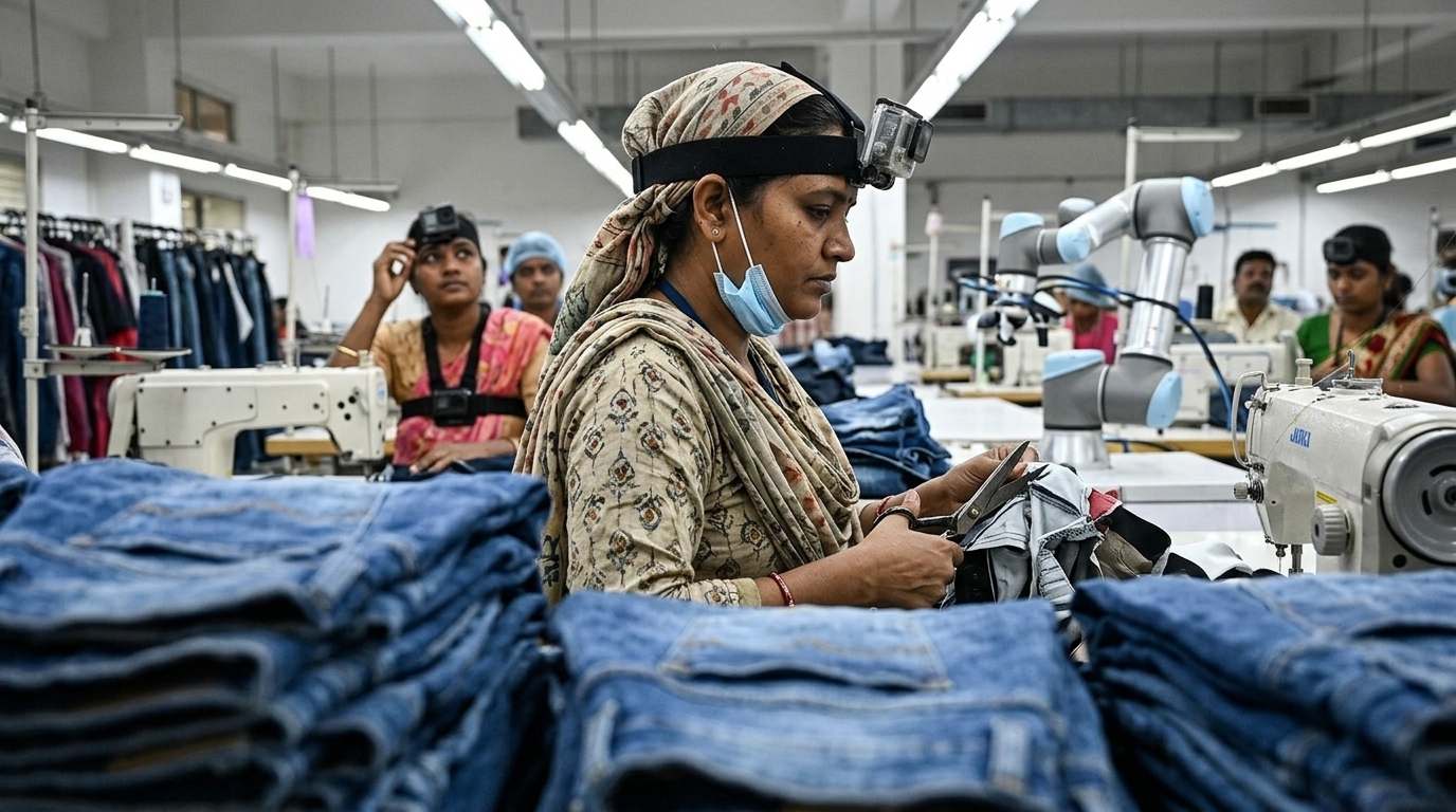Indian garment workers recorded to train humanoid robots, highlighting critical AI ethics and labor issues.
