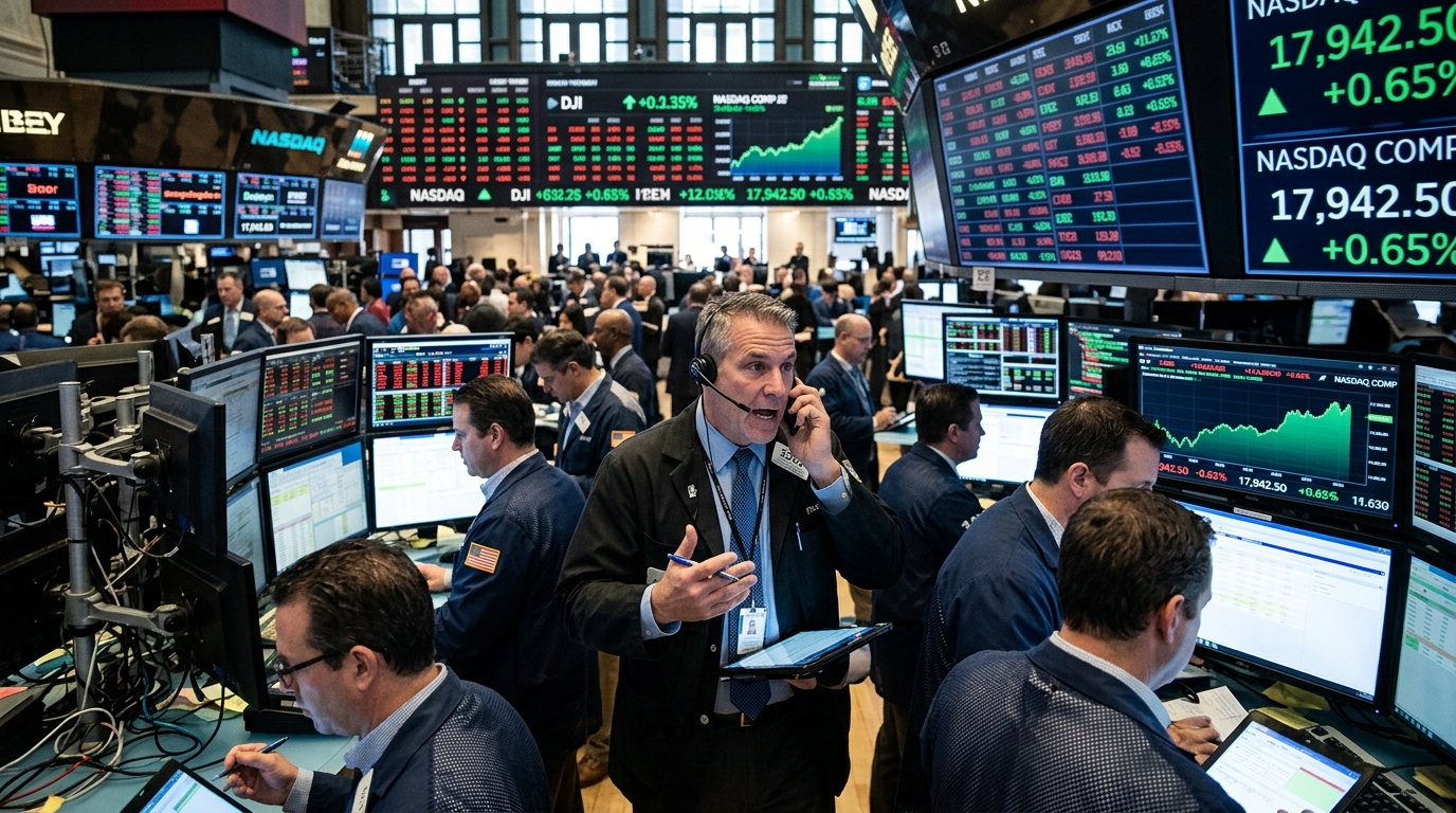Γράφημα του δείκτη Nasdaq και μετοχές τεχνητής νοημοσύνης.