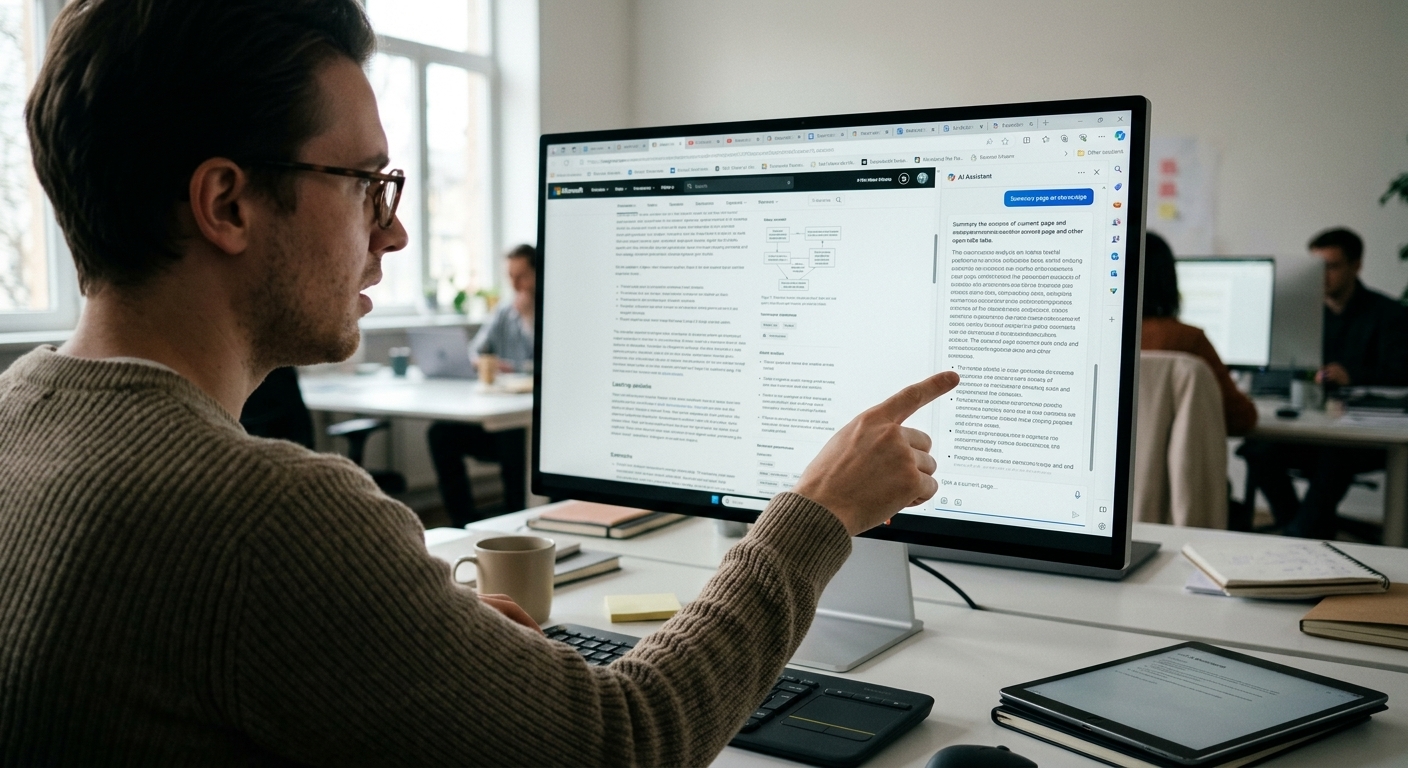 Το εικονίδιο του Microsoft Edge Copilot δίπλα σε πολλαπλές ανοιχτές καρτέλες προγράμματος περιήγησης.