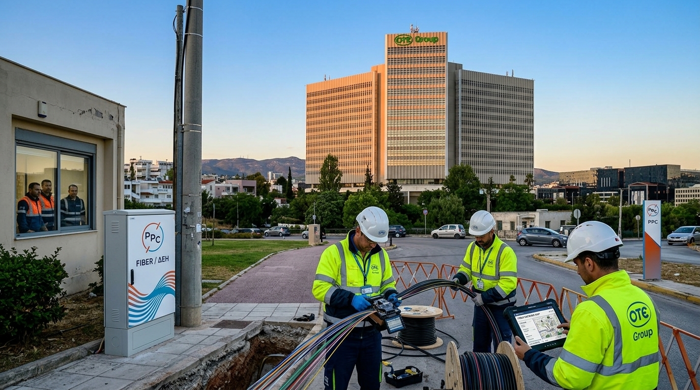 OTE Group fiber optic network installation in Greece.