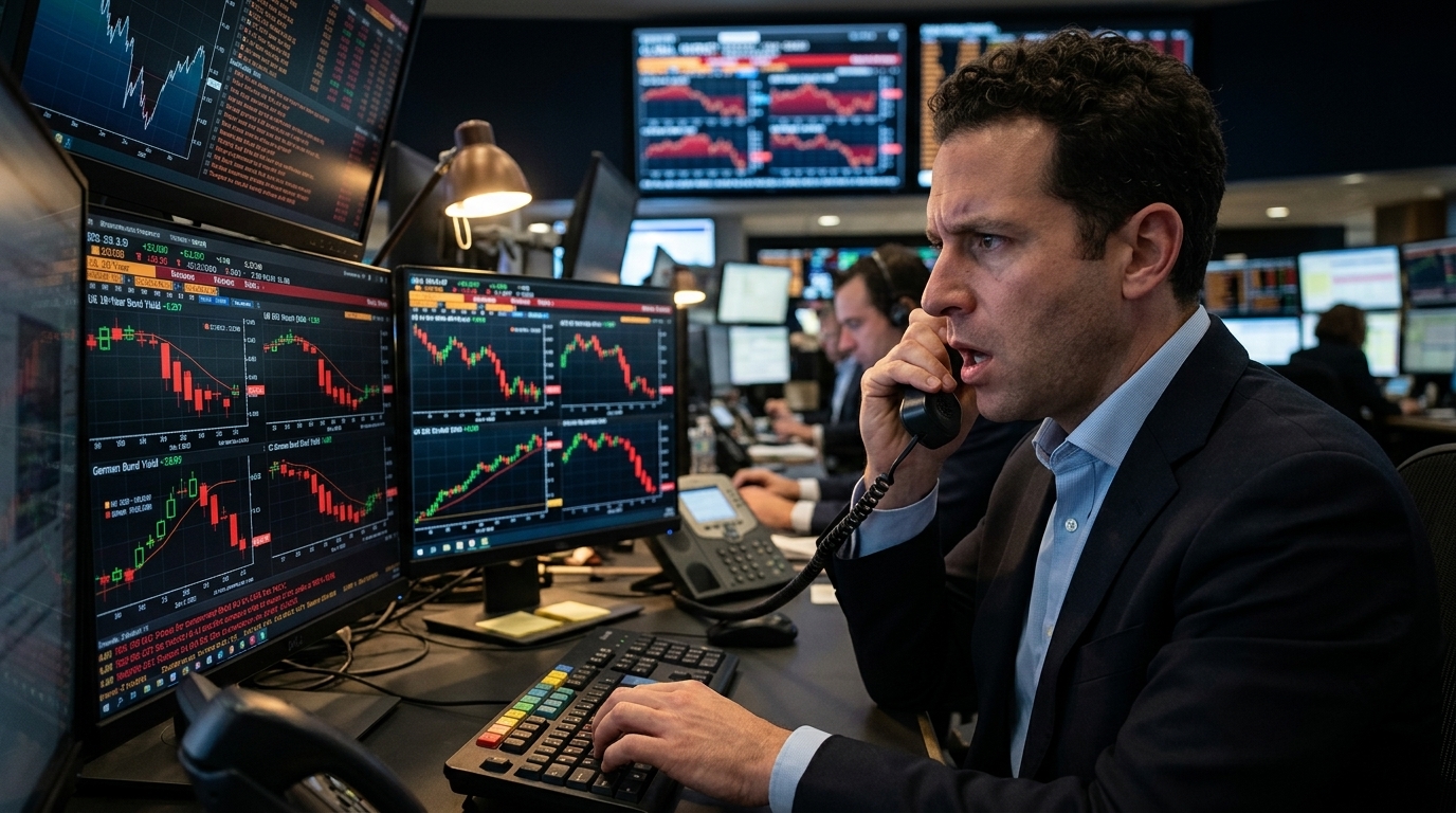 Stock market chart illustrating the crash in the bond market.