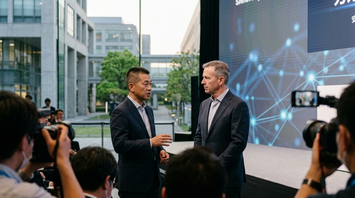 Ο Masayoshi Son της SoftBank σε παρουσίαση για επενδύσεις στην OpenAI.