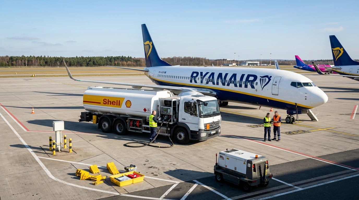 Ryanair aircraft at an airport during the fuel and airline crisis.
